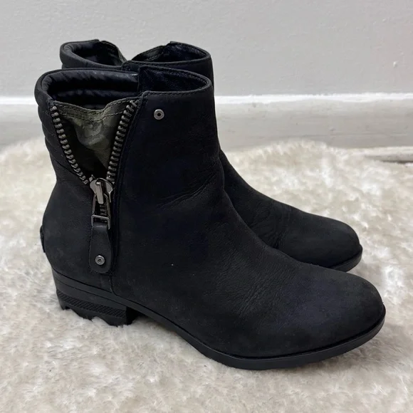 Sorel Danica Waterproof Black Leather Ankle Booties Ss 8 - Picture 4 of 13